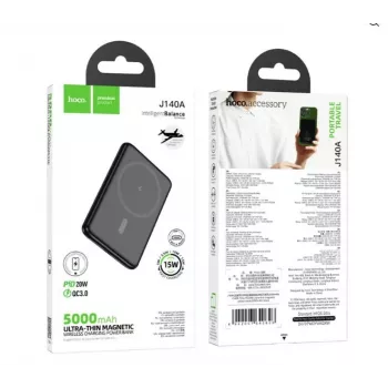 Hoco J140A Tony PD20W Power Bank Magnetica Ultra-Sottile (5000mAh) Nero