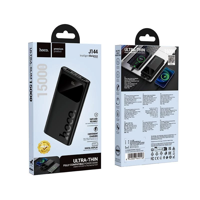 Hoco J144 Hymn Power Bank 15000mAh Nero