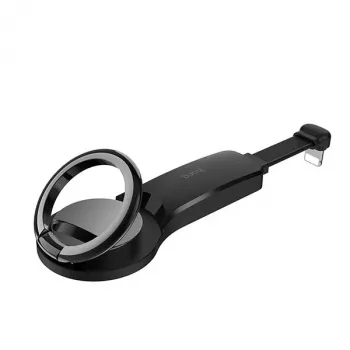 Hoco Lightning a 2 x Lightning + anello supporto nero