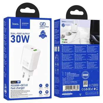 Caricabatterie Hoco N63 Gentle PD30W+QC3.0 (EU) bianco