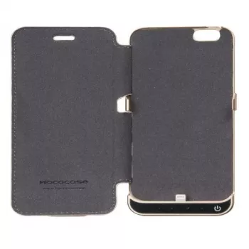 Custodia batteria ultra-sottile Hoco 3000mAh con cover in pelle per Apple iPhone 6/6S nera