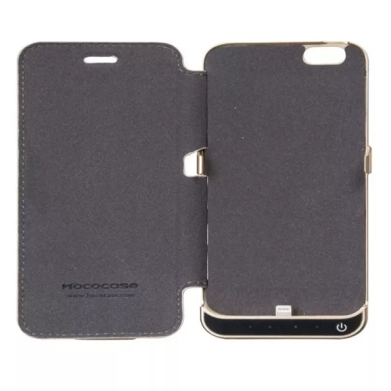 Custodia batteria ultra-sottile Hoco 3000mAh con cover in pelle per Apple iPhone 6/6S nera