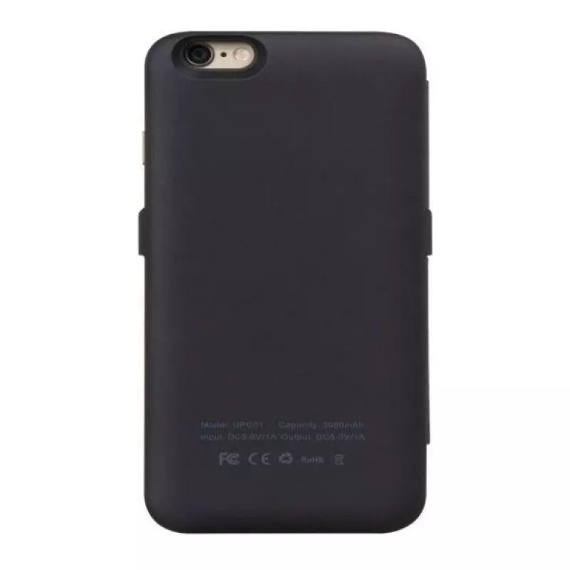 Custodia batteria ultra-sottile Hoco 3000mAh con cover in pelle per Apple iPhone 6/6S nera