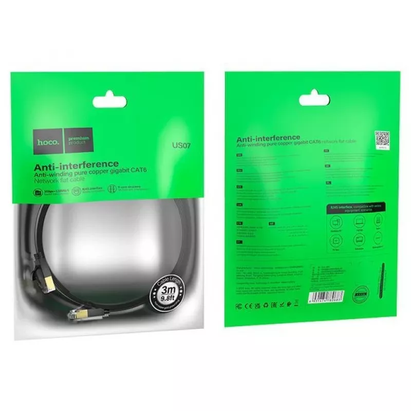 Hoco US07 cavo di rete piatto in rame puro (3M) nero
