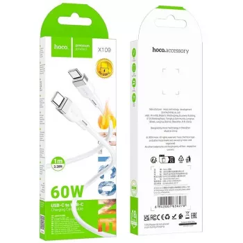 Hoco X109 Energy Cavo dati e ricarica in silicone 60W USB-C a USB-C 1m bianco