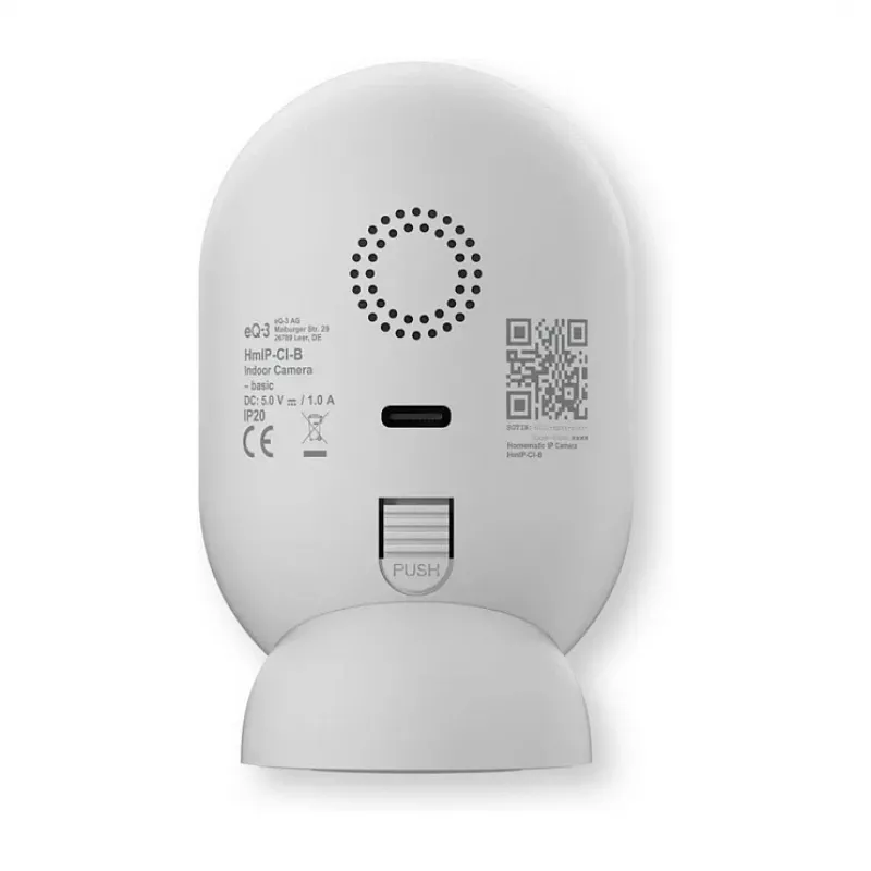 Homematic IP Indoor Camera basic (HmIP-CI-B) – Telecamera di sicurezza Wi-Fi 3 MP, bianco/nero