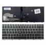 Tastiera di ricambio per HP EliteBook 840 G5 / 846 G5 / 745 G5 - argento, retroilluminata, layout US inglese