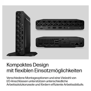 HP EliteDesk 8 Mini G2i Mini PC, Intel Core Ultra 7 356H, 32GB DDR5 RAM, 1TB NVMe SSD, Windows 11 Pro, nero