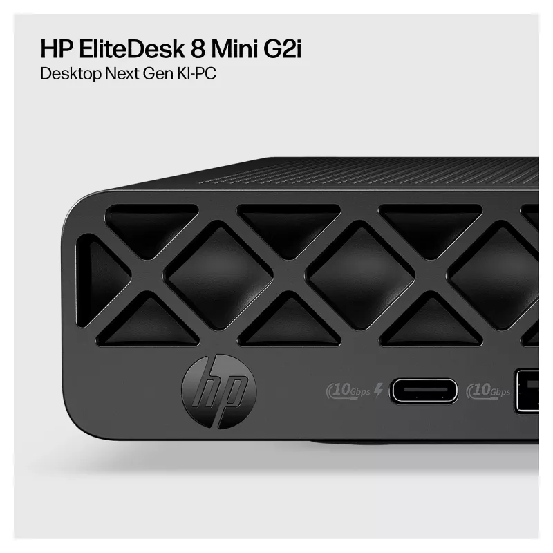 HP EliteDesk 8 Mini G2i Mini PC, Intel Core Ultra 7 356H, 32GB DDR5 RAM, 1TB NVMe SSD, Windows 11 Pro, nero