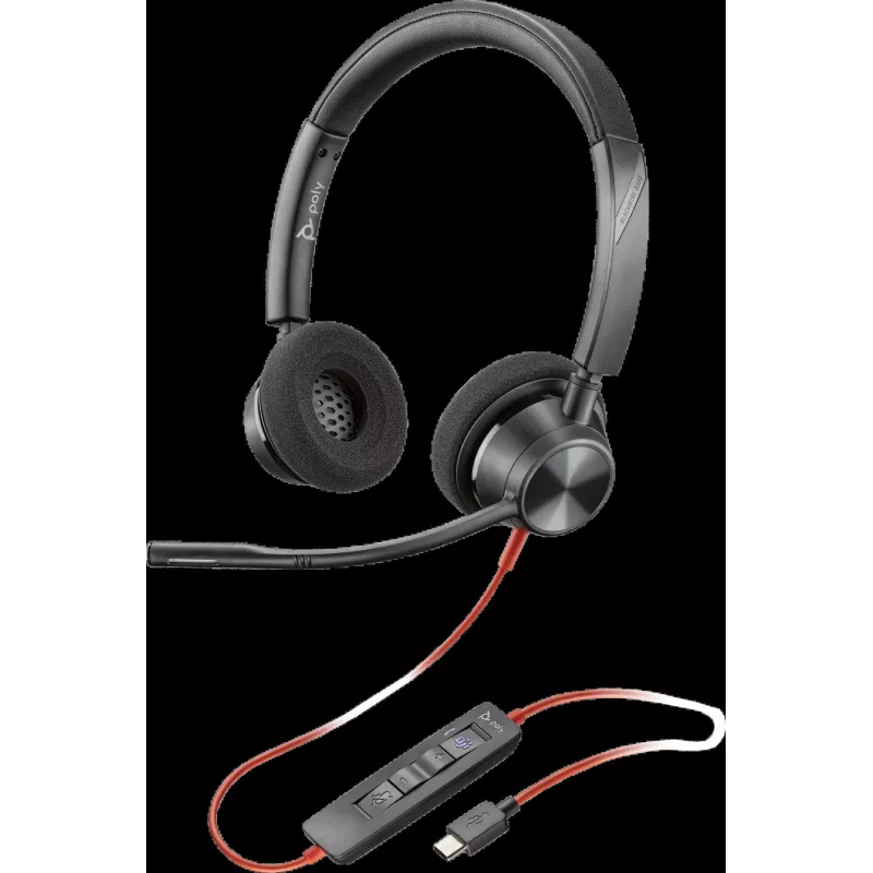 HP Poly Blackwire 3320-M Cuffia con filo USB-C con microfono ad archetto, cancellazione del rumore, nero