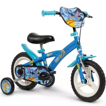 Huffy STITCH 12 bicicletta per bambino – blu, ruote da 12 inch, telaio in acciaio, rotelle, sella e manubrio regolabili