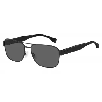HUGO BOSS BLACK BOSS1441S807 Occhiali da sole uomo rettangolari - montatura nera lenti grigie 60/16/150 mm