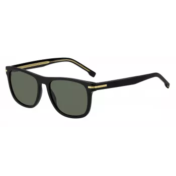 HUGO BOSS BLACK BOSS1626S807 Occhiali da sole uomo, squadrati, acetato, montatura nera, lenti grigie, 55 mm