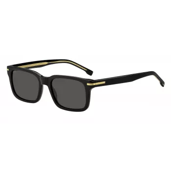 HUGO BOSS BLACK BOSS1628S807 occhiali da sole rettangolari, montatura nera, lenti grigie, 54/19/145 mm