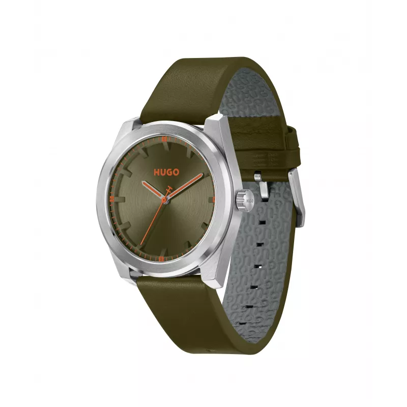 HUGO MAN orologio 1530351 42mm cassa in acciaio inossidabile quadrante nero cinturino in pelle