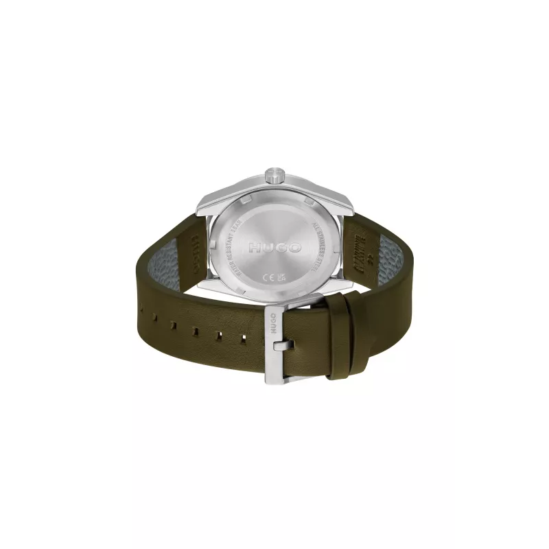 HUGO MAN orologio 1530351 42mm cassa in acciaio inossidabile quadrante nero cinturino in pelle