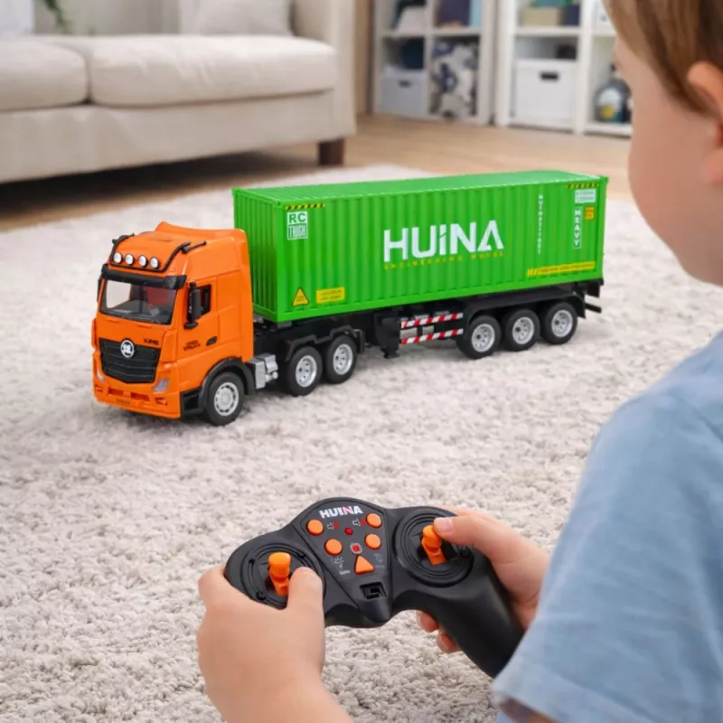 HUINA 1:18 RC radiocomando camion con container, luci e suoni