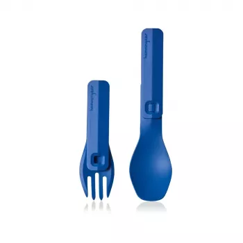 HumanGear Uno GoBites Click Set cucchiaio e forchetta blu