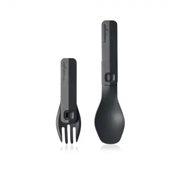 Set posate da viaggio HumanGear Uno GoBites Click cucchiaio e forchetta grigio