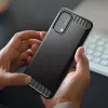 Custodia flessibile Hurtel Carbon per OnePlus Nord N200 5G nera
