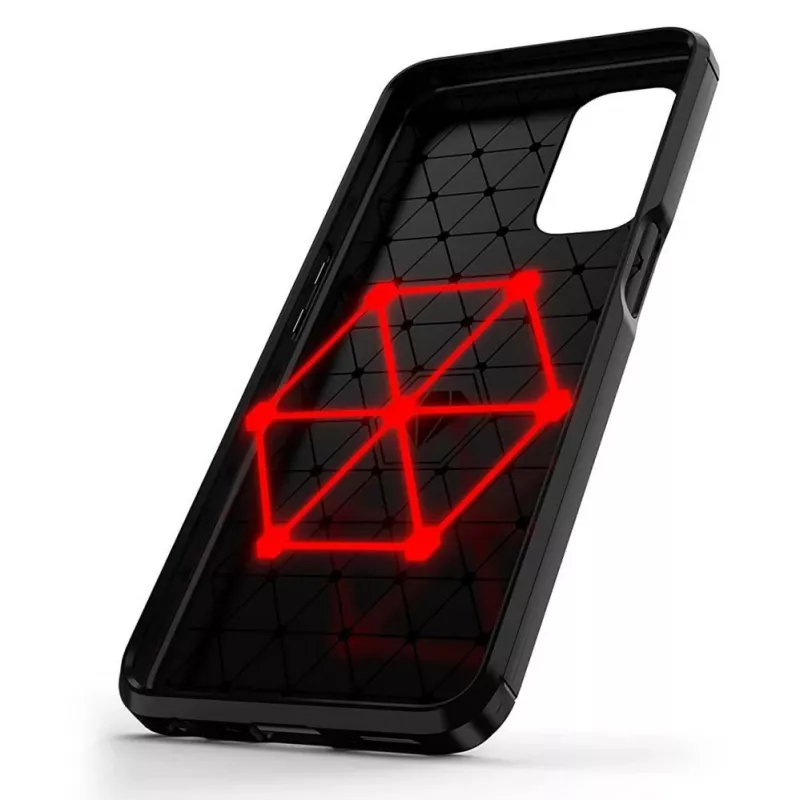 Custodia flessibile Hurtel Carbon per OnePlus Nord N200 5G nera