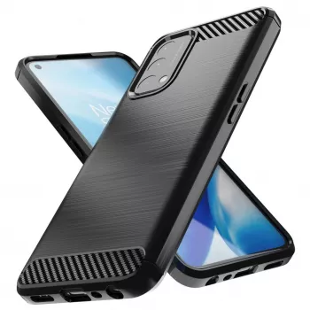 Custodia flessibile Hurtel Carbon per OnePlus Nord N200 5G nera