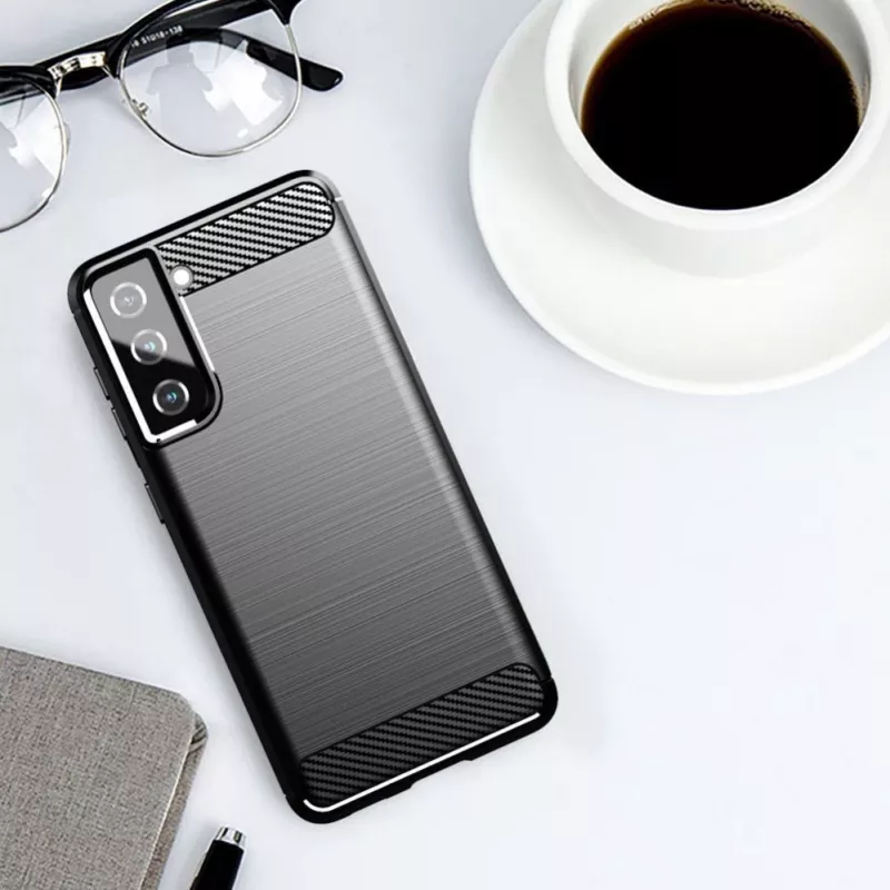 Hurtel Carbon Case Cover flessibile per Samsung Galaxy S21 FE Nero