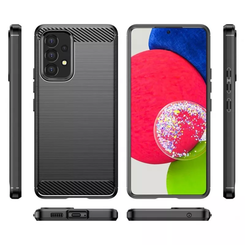 Hurtel Carbon Case Cover flessibile a custodia per Samsung Galaxy A53 5G nero