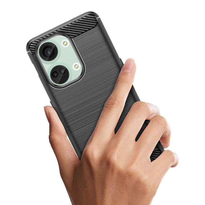Hurtel Carbon Case Cover in Silicone per OnePlus Ace 2V / OnePlus Nord 3 - Nero
