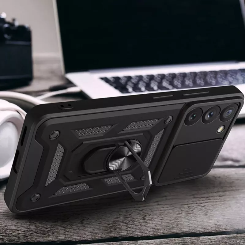 Hurtel Hybrid Armor Camshield Case per Samsung Galaxy A14 - blu