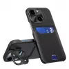 HURTEL iLike Apple iPhone 14 custodia in pelle con supporto e porta carte nero