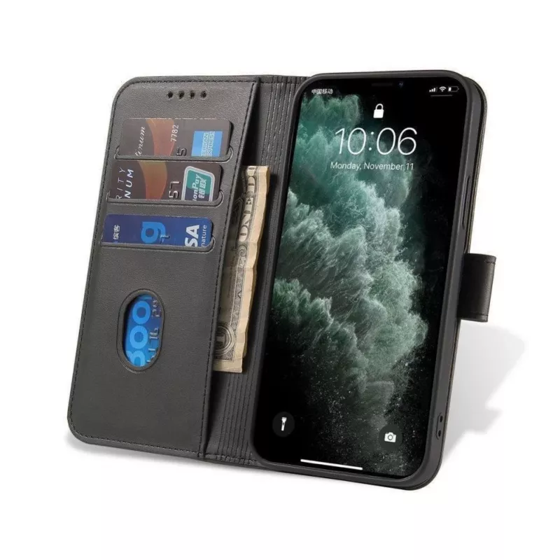 Hurtel Magnet Case Custodia elegante con patta e funzione stand per OnePlus Nord N200 5G nero