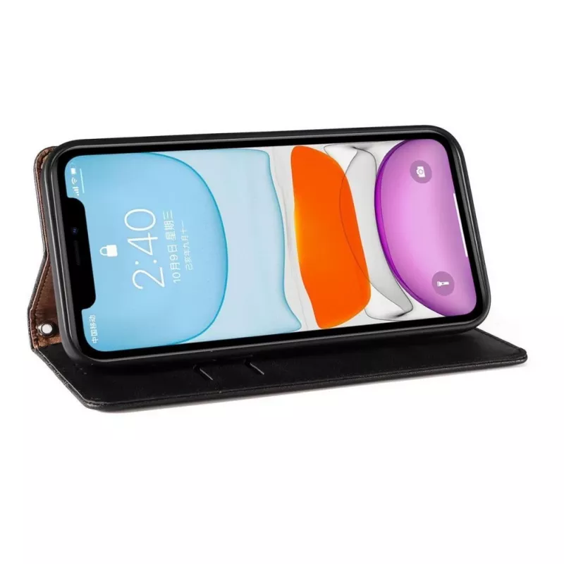 Hurtel Magnet Strap Cover per iPhone 13 Mini - Wallet Cover con ciondolo Mini Lanyard - nero