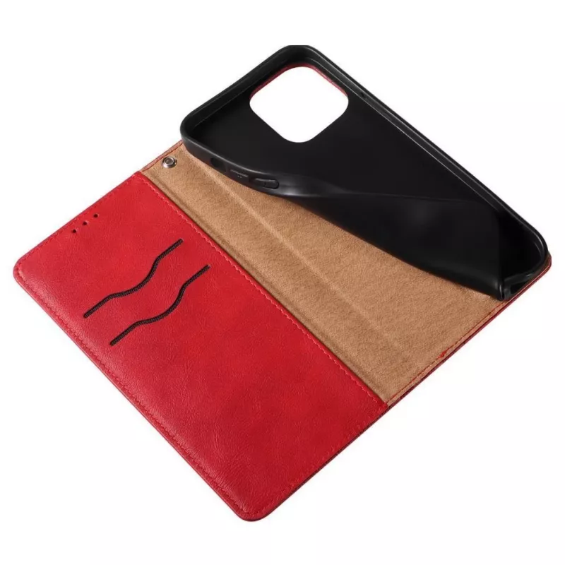 Hurtel Magnet Strap Case per iPhone 13 Pro Max - Wallet Folio con lanyard rimovibile e ciondolo - rosso