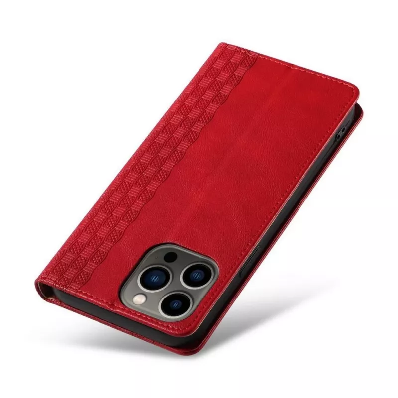 Hurtel Magnet Strap Case per iPhone 13 Pro Max - Wallet Folio con lanyard rimovibile e ciondolo - rosso