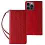 Hurtel Magnet Strap Case per iPhone 13 Pro Max - Wallet Folio con lanyard rimovibile e ciondolo - rosso