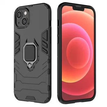 Hurtel Cover Ring Armor per iPhone 14 Plus, cover corazzata con supporto magnetico, anello, nera