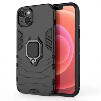 Hurtel Cover Ring Armor per iPhone 14 Plus, cover corazzata con supporto magnetico, anello, nera