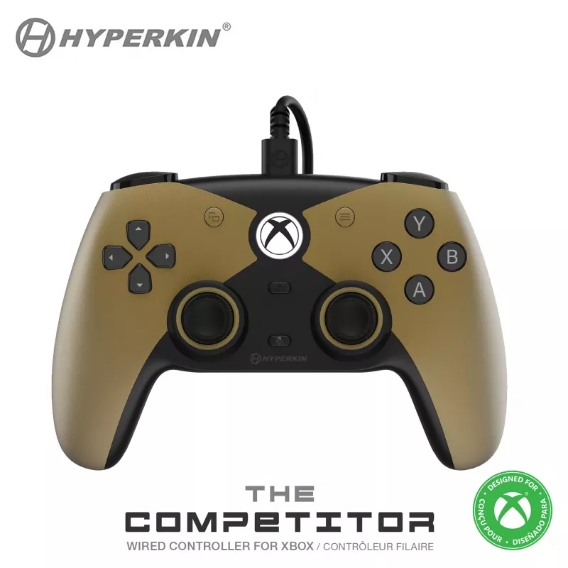 Hyperkin The Competitor Controller cablato per Xbox Series X|S, Xbox One e PC, oro