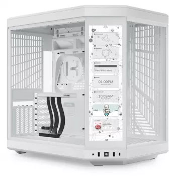 HYTE Y70 Touch case mid-tower, bianco, touchscreen LCD da 14,1 pollici, vetro temperato, E-ATX/ATX/mATX/Mini-ITX