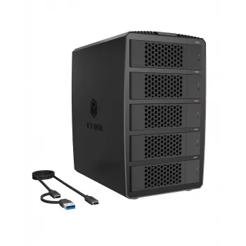 ICY BOX IB-RD3705-CU3 Sistema RAID per 5x HDD SATA 2.5/3.5 su USB 3.2 Gen 1, 5 Gbps, RAID 0, 1, 10, 3, 5, Single, Large, Clone