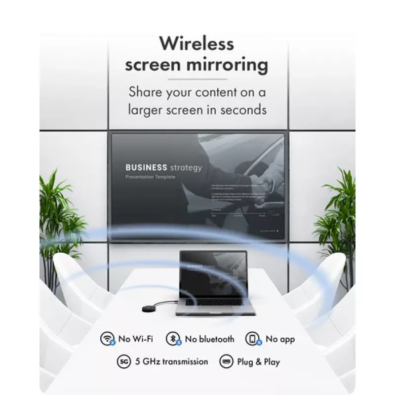 Icy Box IB-WL101 Kit extender HDMI wireless - trasmettitore e ricevitore USB-C a HDMI, Full HD 1080p, portata 30m, Nero