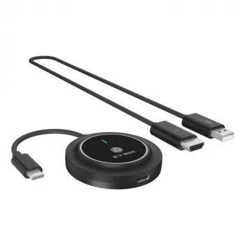 Icy Box IB-WL101 Kit extender HDMI wireless - trasmettitore e ricevitore USB-C a HDMI, Full HD 1080p, portata 30m, Nero