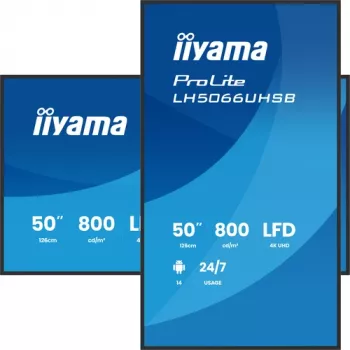 IIYAMA LH5066UHSB-B1AG display digital signage 50 pollici 4K UHD IPS con Android, 2x HDMI, USB-C, 500 cd/m²