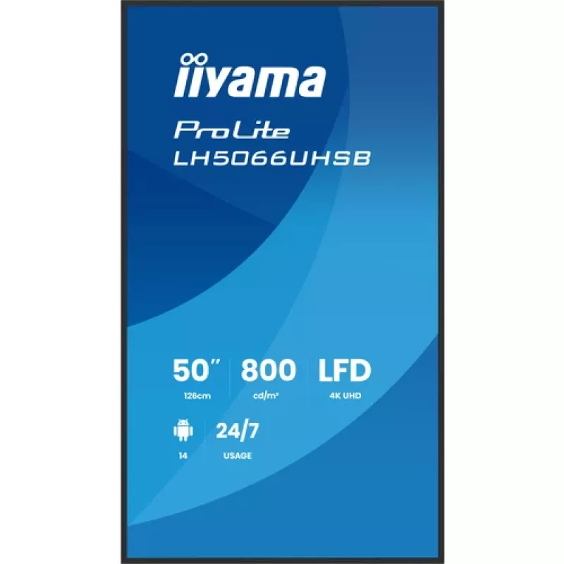 IIYAMA LH5066UHSB-B1AG display digital signage 50 pollici 4K UHD IPS con Android, 2x HDMI, USB-C, 500 cd/m²