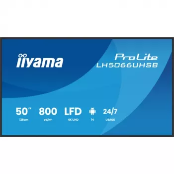 IIYAMA LH5066UHSB-B1AG display digital signage 50 pollici 4K UHD IPS con Android, 2x HDMI, USB-C, 500 cd/m²