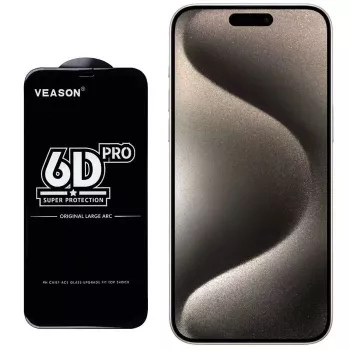 iLike Pellicola Protettiva in Vetro Temperato 6D Full Face Glue 9H per Apple iPhone 15 Plus con Cornice Nera