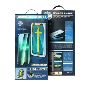 iLike Apple Vetro temperato 5D Full Glue per iPhone 13 / 13 Pro / 14 nero + applicatore