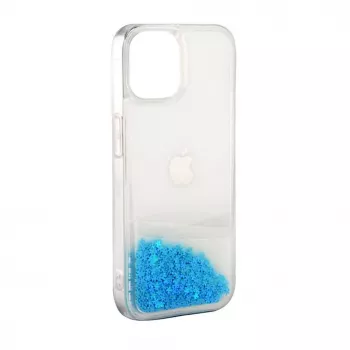 iLike Custodia in Silicone per Apple iPhone 11 Water Glitter Blu