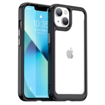 iLike Apple iPhone 14 cover rigida con cornice in gel trasparente nera
